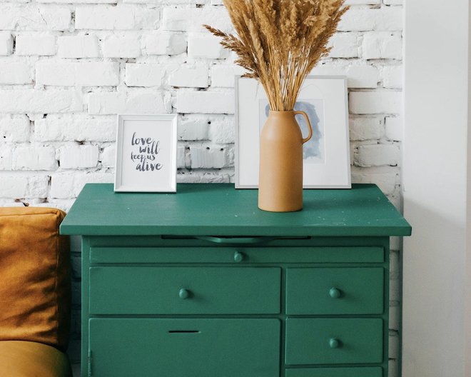 night stand with green color